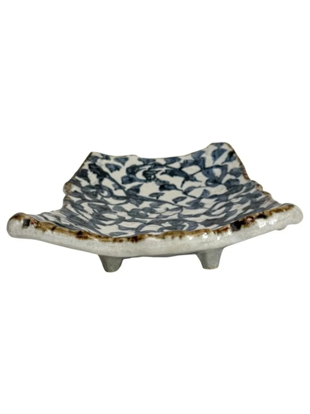 Japanese Long Dish Octopus Arabesque Blue White Ceramic Rectangular Plate‎